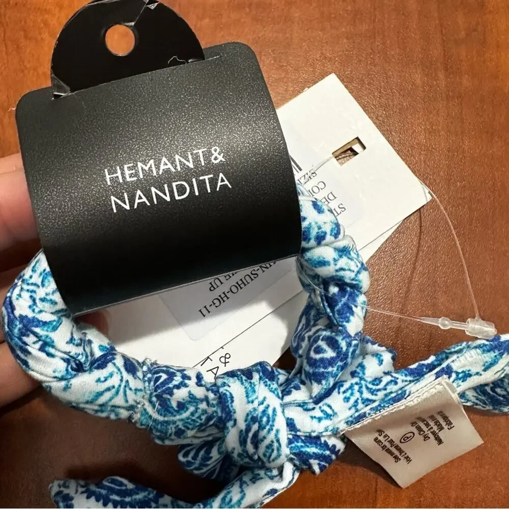 NEW Hemant & Nandita Hair Tie Blue Paisley Cotton